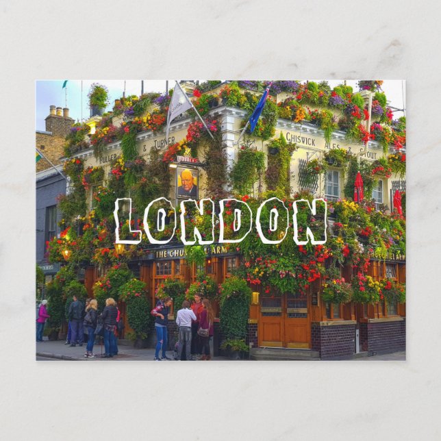 Postal Londres Inglaterra Gran Bretaña Churchill Arms (Anverso)