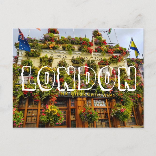 Postal Londres Inglaterra Gran Bretaña Churchill Arms (Anverso)