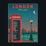 Postal Londres Inglaterra Retro Viaje Arte Vintage<br><div class="desc">Diseño de arte vectorial en Londres. Londres,  la capital de Inglaterra y el Reino Unido,  es una ciudad del siglo XXI con una historia que se remonta a la época romana.</div>