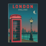 Postal Londres Inglaterra Retro Viaje Arte Vintage<br><div class="desc">Diseño de arte vectorial en Londres. Londres,  la capital de Inglaterra y el Reino Unido,  es una ciudad del siglo XXI con una historia que se remonta a la época romana.</div>