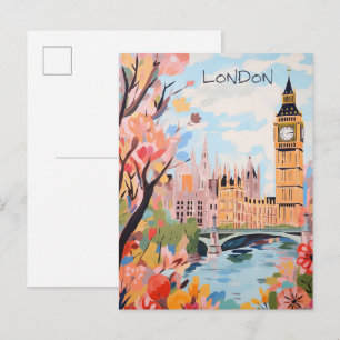 Postal Londres Inglaterra Viajes Ciudad Pintura Estética