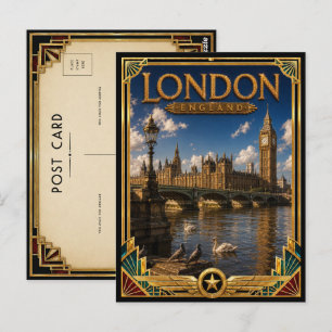 Postal Londres Inglaterra Vintage Big Ben Art Deco Edad d