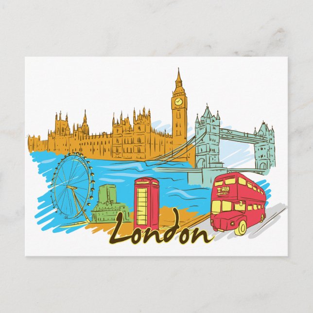 Postal Londres Inglaterra World Famous City (Anverso)