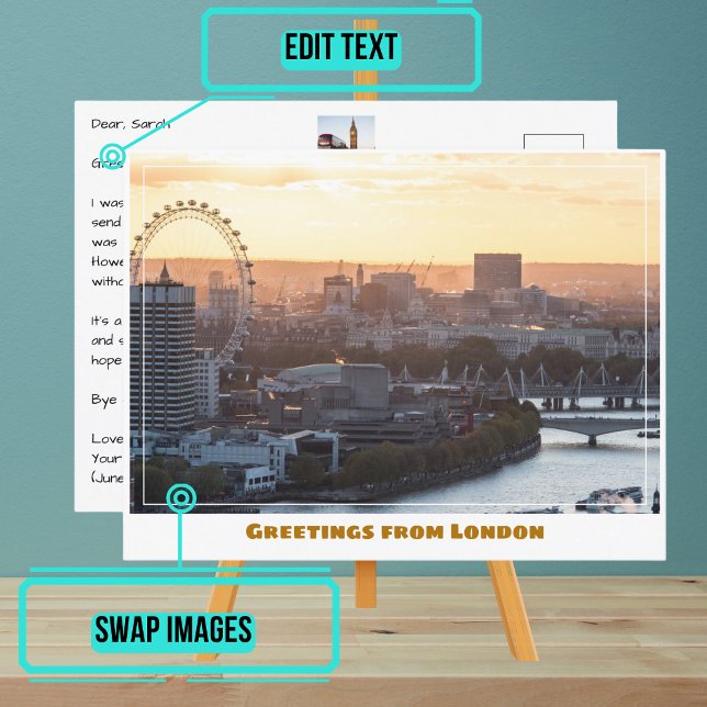 Postal Londres mira por el Támesis Londres Inglaterra (Share your experiences with these stylish template postcards.)
