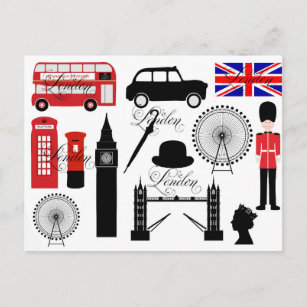 Postal Londres moderna Los íconos de Gran Bretaña vintage