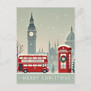 Postal Londres Navidad Big Ben y Londres Festivo