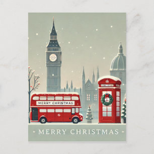 Postal Londres Navidad Big Ben y Londres Festivo