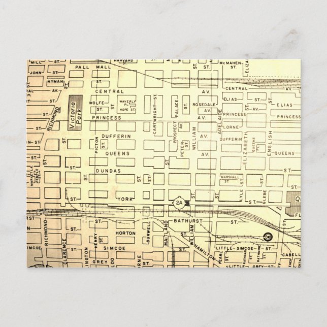 Postal Londres, Ontario, Canada Vintage Map (Anverso)