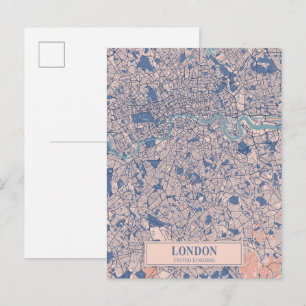 Postal Londres Reino Unido Mapa de Ciudad Ventosa Viajes