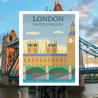 Postal Londres, Reino Unido Viajes Retro Vintage
