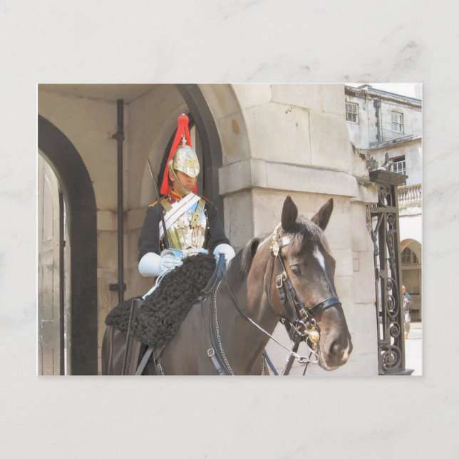 Postal Londres, un centinela montada en Whitehall (Anverso)