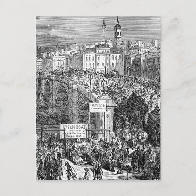 Postal Londres victoriano - Puente Londres 1872 (Anverso)