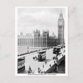 Postal Londres vintage, Big Ben, puente Westminster