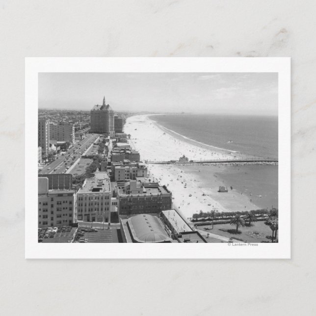 Postal Long Beach, California Coastline y Beach (Anverso)