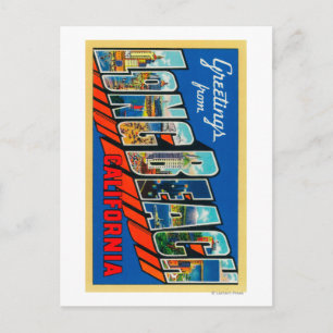 Postal Long Beach, California - Escenas de letras grandes