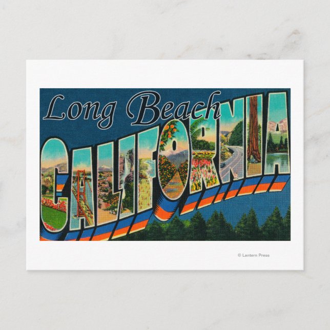 Postal Long Beach, California - Escenas de letras grandes (Anverso)