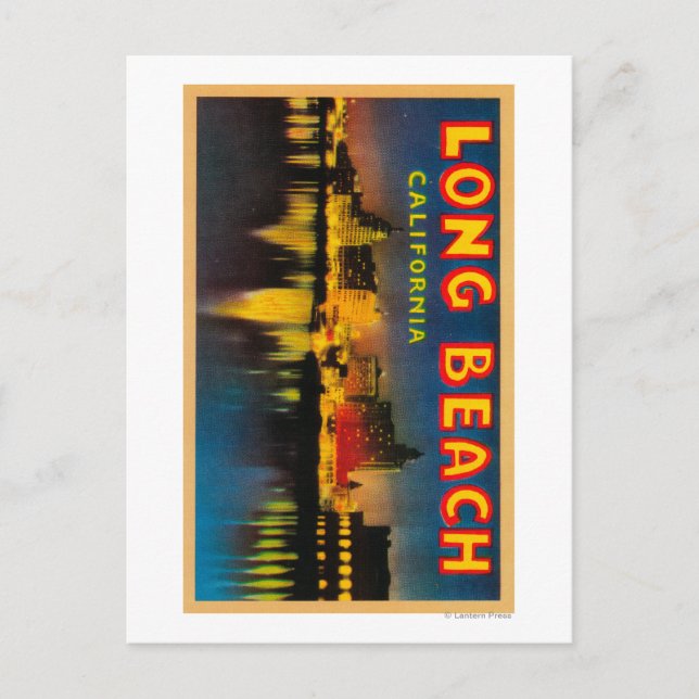 Postal Long Beach, California - Escenas de letras grandes (Anverso)