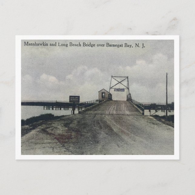 Postal Long Beach Island LBI NJ Barnegat Bay Bridge 1910 (Anverso)