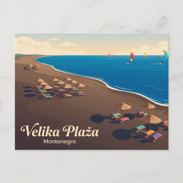 Postal Long Beach (Velika Plaža) Montenegro (Anverso)