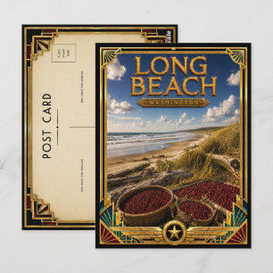 Postal Long Beach Washington Vintage Art Deco Edad de Oro