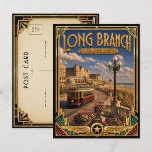 Postal Long Branch Nueva Jersey Arte Deco Vintage Edad Do