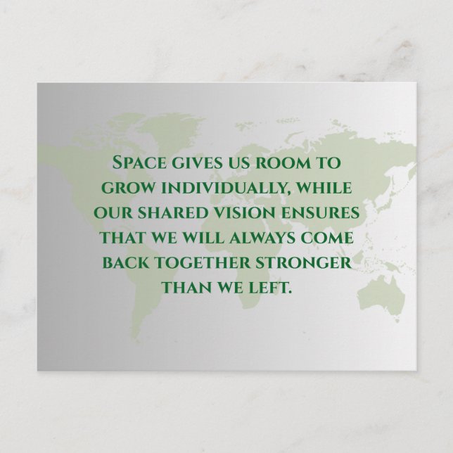 Postal Long Distance Relationship Quote Postcard | Miles  (Anverso)