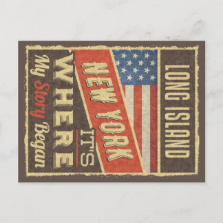 Postal Long Island New York Es donde comienza mi historia