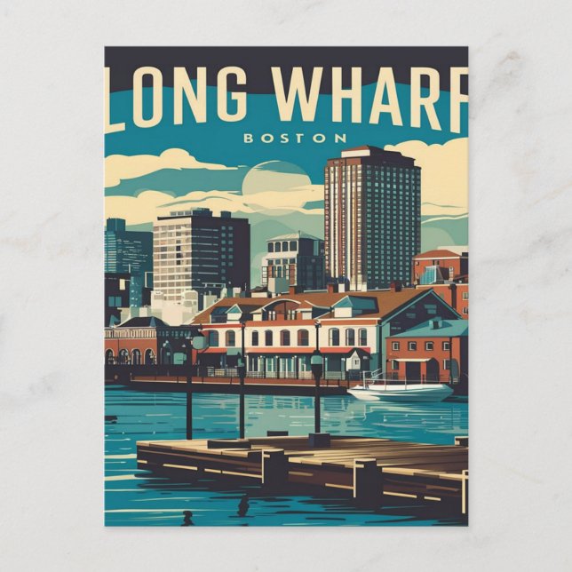 Postal Long Wharf Boston Vintage (Anverso)