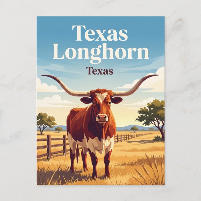 Postal Longhorn de Texas (Anverso)