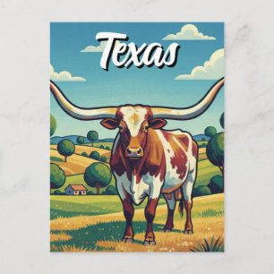 Postal longhorn tejano