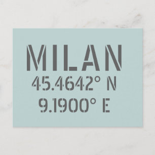 Postal Longitud de la latitud de Milán