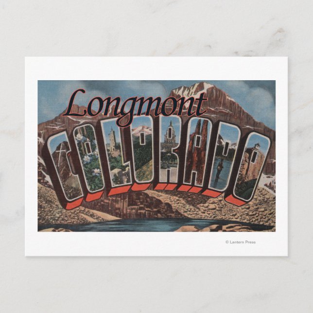 Postal Longmont, Colorado - Escenas de letras grandes (Anverso)