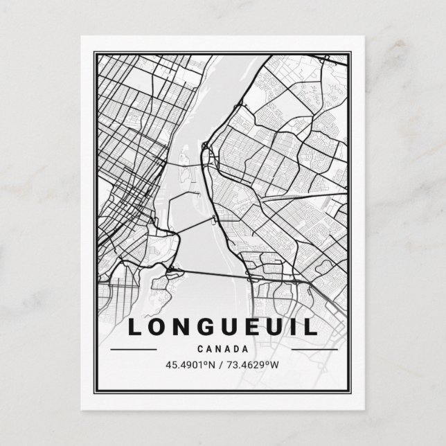 Postal Longueuil Quebec Canada Travel City Map (Anverso)