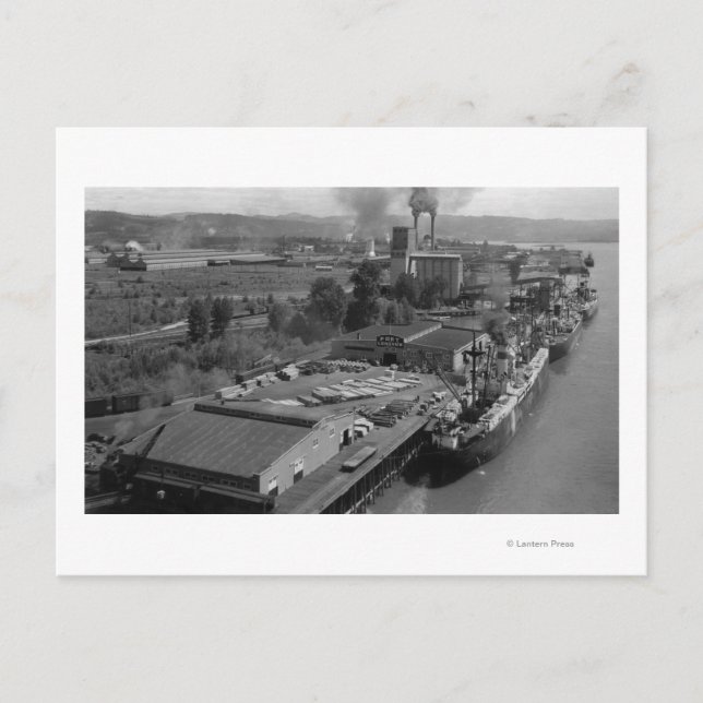 Postal Longview, WA - Vista de puerto desde el aire (Anverso)