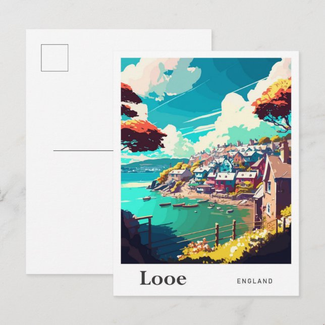 Postal Looe England Art Vintage Travel Ilustracion (Anverso / Reverso)