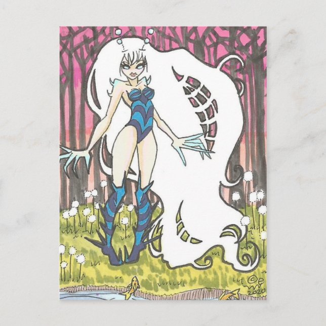 Postal Loola Personalizado bug Fairy Fantasy Art Postcard (Anverso)
