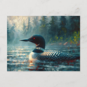 Postal Loon en la pintura del lago Moody