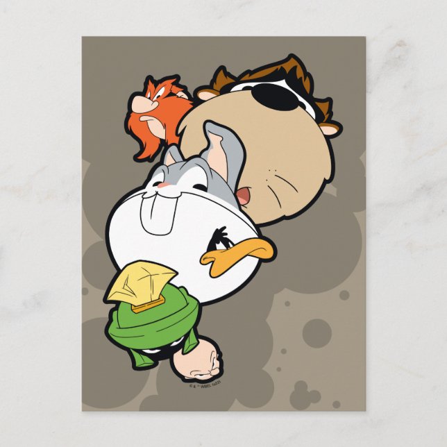 Postal LOONEY TUNES™ Cabezas grandes estilizadas (Anverso)