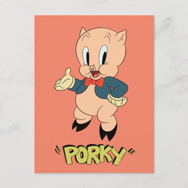 Postal LOONEY TUNES™ Retro Laughs | Cerdo porky (Anverso)