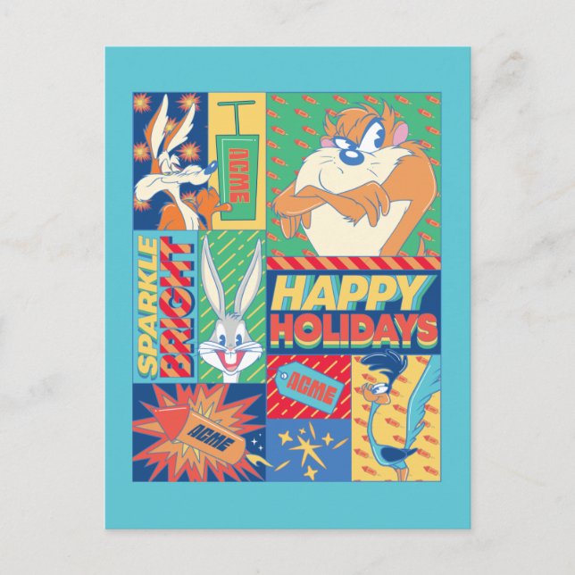 Postal LOONEY TUNES™ | Sparkle Bright Happy Holidays (Anverso)