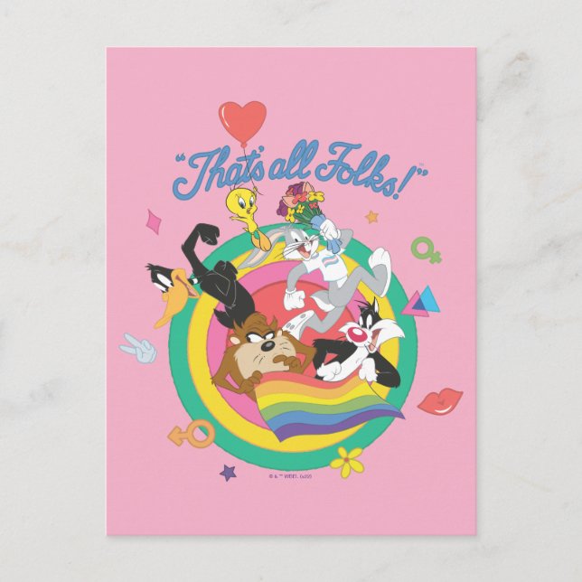 Postal LOONEY TUNES™ - ¡Todos son amigos! Pride Bullseye (Anverso)