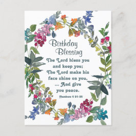 Postal Lord Bless You Bible Verse Wild Flowers Cumpleaños