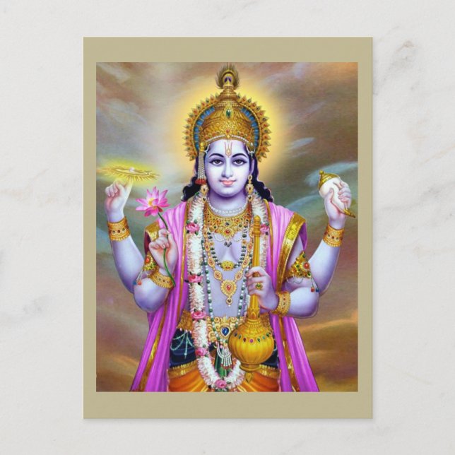 Postal Lord Vishnu Floral Bella Artes (Anverso)