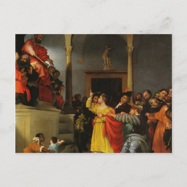 Postal Lorenzo Lotto- Santa Lucía frente a los jueces (Anverso)