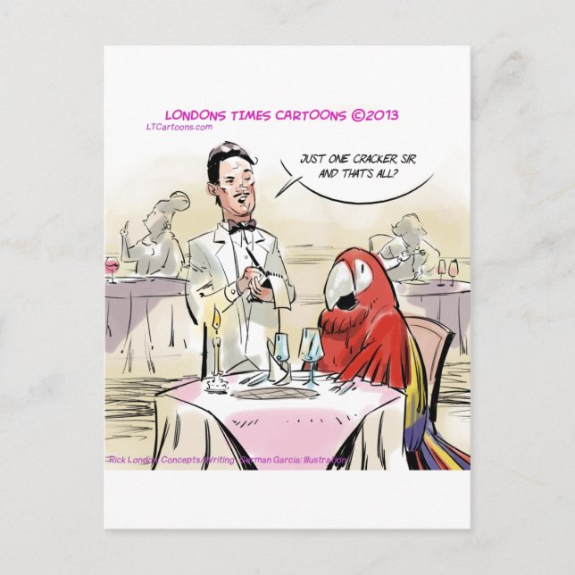 Postal Loro Comida Fina Divertido (Anverso)