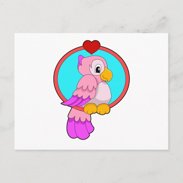 Postal Loro con corazón (Anverso)
