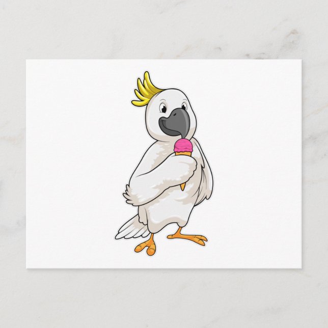 Postal Loro con helado de waffle (Anverso)
