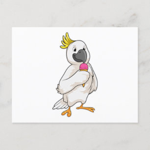 Postal Loro con helado Waffle