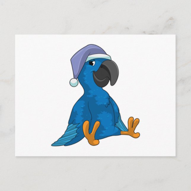 Postal Loro durmiendo con gorro de dormir (Anverso)