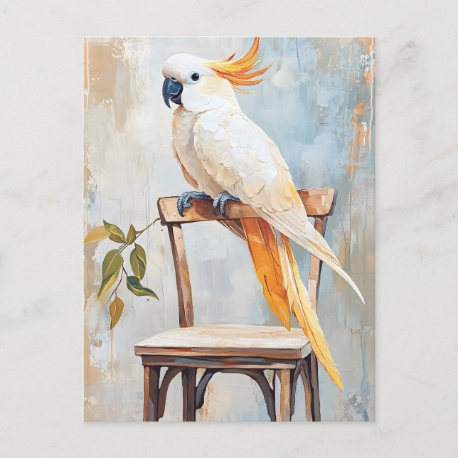 Postal Loro en una pintura en una silla (Anverso)